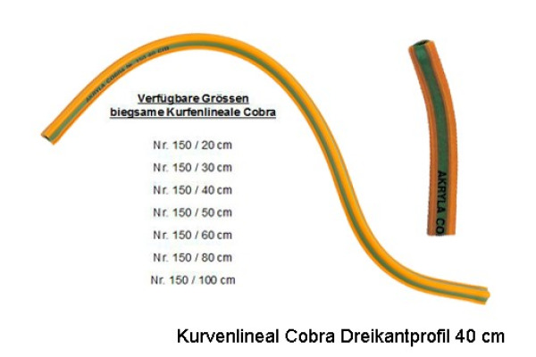 AKRYLA Kurvenlineal 40cm 150/40 orange/grün