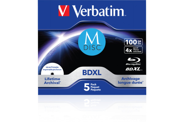VERBATIM BD-R Jewel 100GB 43834 M-Disc IJ printable 5pcs