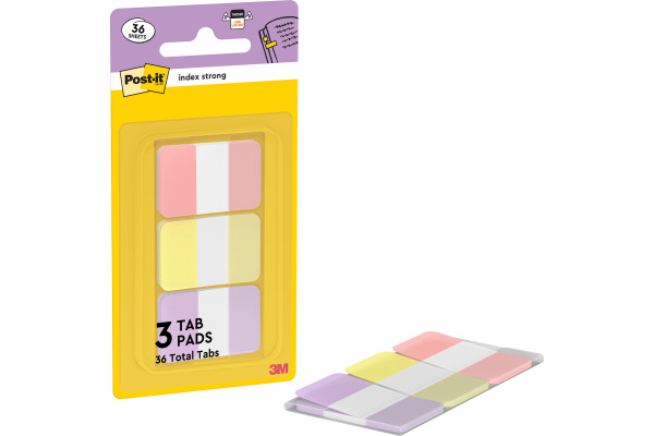 POST-IT Haftstreifen Index 25.4x38.1mm 686-3SUN Strong, pastell 3x12 Blatt