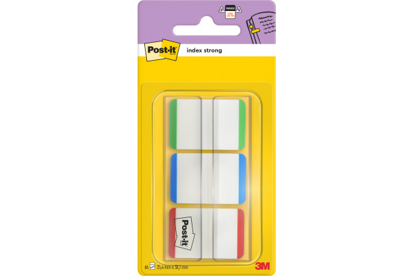 POST-IT Index STRONG Disp. 25,4x38mm 686L-GBR grün,blau,rot 3 Stück