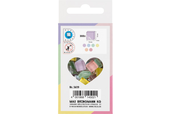 FOLIA Mosaik-Glassteine 10x10mm 5619 Pastel 300 Stück