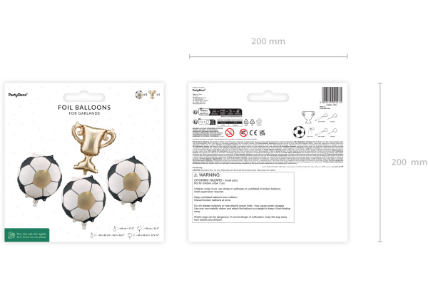 PARTYDECO Folienballons 33x33cm&34cm FB301 Pokal mit Bällen 4 Stück