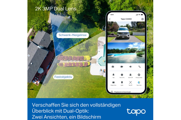 TP-LINK Indoor/Outdoor Security Cam TAPOC246D Pan/Tilt, Dual Lens