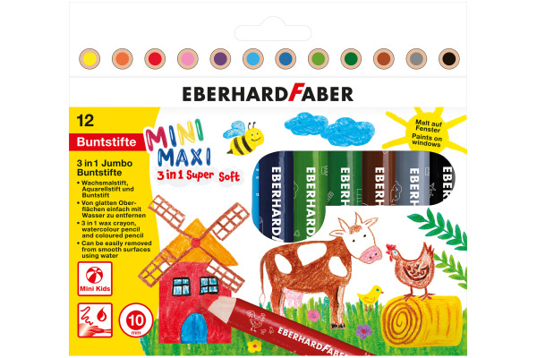 EBERHARD Farbstift Jumbo MiniMaxi 3in1 518912 12 Farben