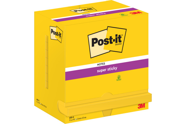 POST-IT Notes Super Sticky 76x127mm 655-S gelb 12x90 Blatt