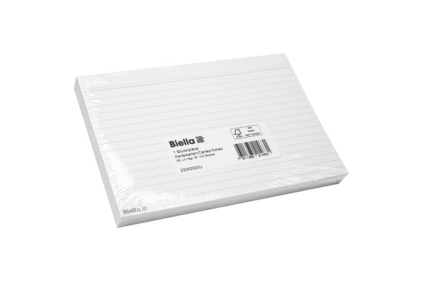 BIELLA Karteikarten liniert 30 A5 23053000U weiss 100 Stück