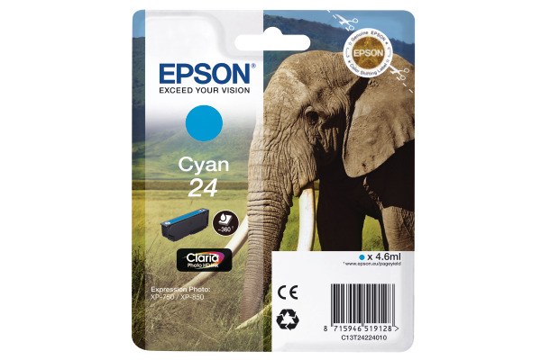EPSON Tintenpatrone 24 cyan T242240 XP 750/850 360 Seiten