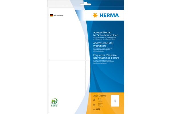 HERMA Adressetiketten 102x148mm 4434 weiss 80 Stück