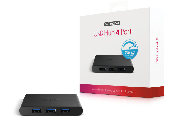 SITECOM USB 3.0 Hub 4 Port CN-083 Incl. Power adapter