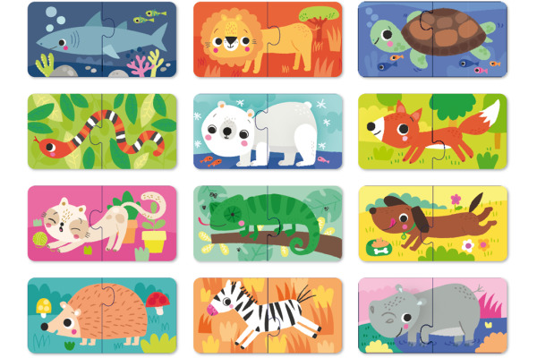 APLI KIDS Spielebox Tiere 18798 Puzzle, Domino, Memory