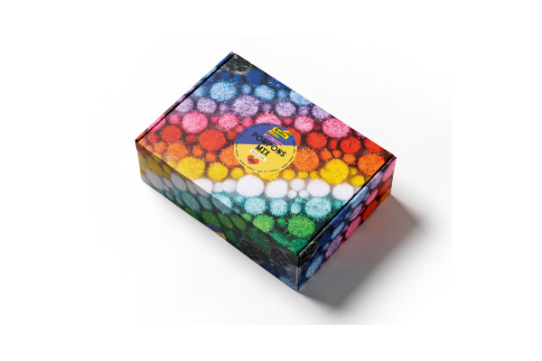 FOLIA Pompons Mix glitter 300g 50339 Jumbo Pack, 1.5-4cm