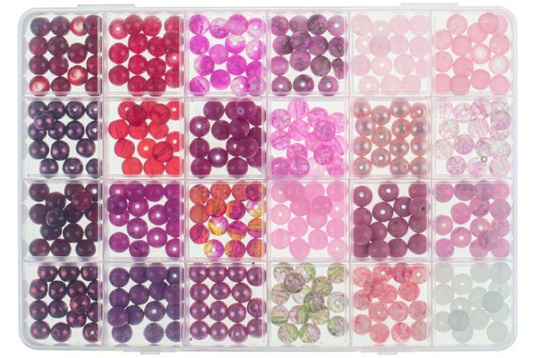 GLOREX Glasperlen Schmuckset 61630341 rot /pink assortiert