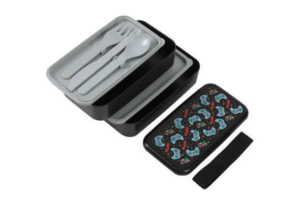 I-DRINK Lunchbox Let's play ID7009 mit Trennwand und Besteck