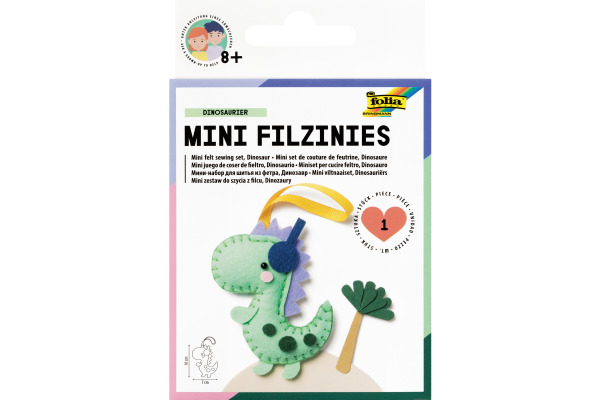 FOLIA Mini Filzinies 52903 Dinosaurier 12-teilig
