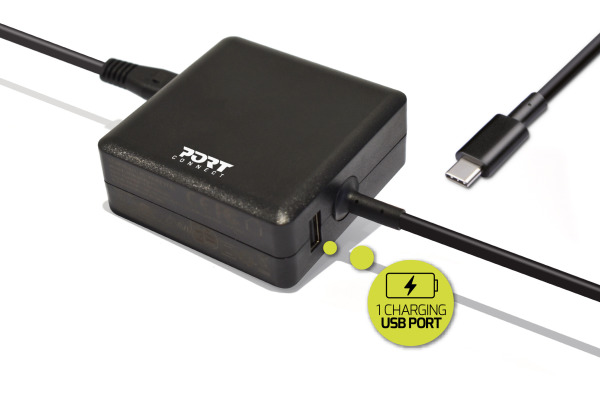 PORT PowerSupply 65W-Type-C EU 900097 black,& 1 charging USB Port