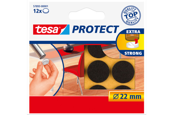 TESA Filzgleiter Protect 22mm 578930000 braun, rund 12 Stück
