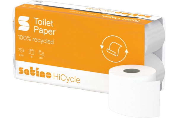 SATINO Toilettenpapier HiCycle 067750 2-lagig, 8 Rollen à 250 Blatt