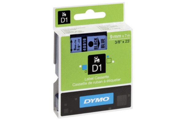 DYMO Schriftband D1 schwarz/blau S0720710 9mm/7m