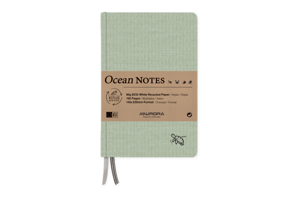 AURORA Notizbuch Ocean Notes A5 2396RTG grün, liniert 96 Blatt