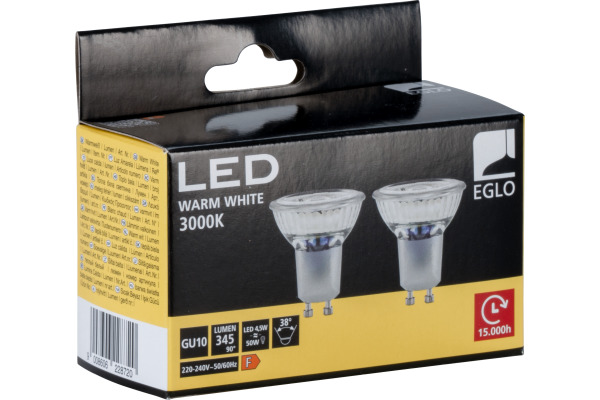 EGLO Leuchtmittel LED GU10 110147 345 Lumen, 4.5W 2 Stück