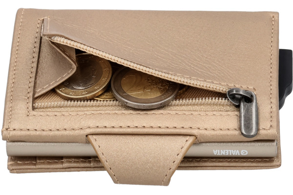 VALENTA Card Case Plus Wallet Luxe 589543 Metallic Sand