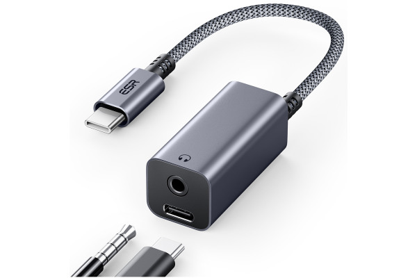ESR Headphone Jack Adapter Grey 2D505 2-in-1 USB-C to 3.5mm PD