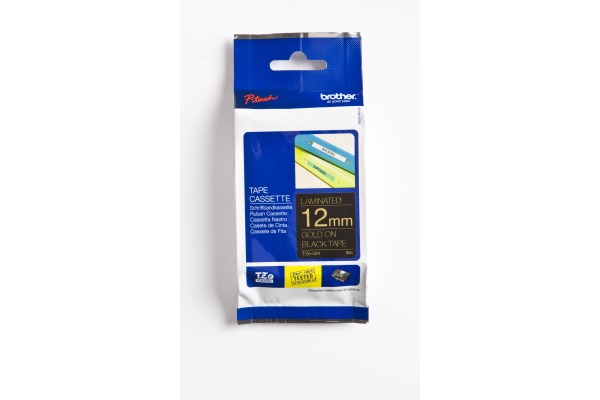 PTOUCH Band, laminiert gold/schwarz TZe-334 PT-1280VP 12 mm