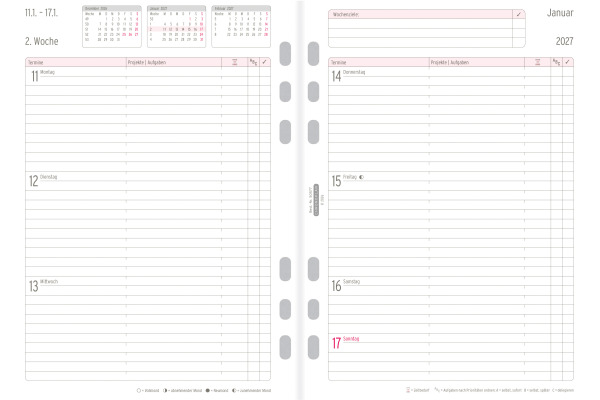 CHRONOPLA Ersatz Wochenplan 2027 50577Z.27 1W/2S in Zeilen A5