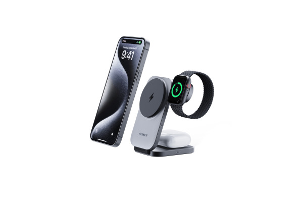 AUKEY MagFusionZ 3-IN-1 foldable LC-MC312P Wirel.Charger 25W Qi2.2,Bl..