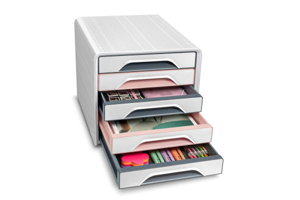 CEP Schubladenbox Smoove Mineral 7-111 5 Schubladen weiss/grau/pink