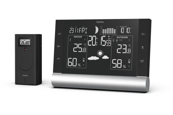HAMA Wetterstation Black Line Plus 186418 schwarz, mit Sensor