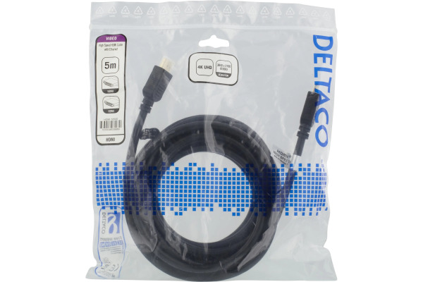 DELTACO HDMI cable Highspeed Premium HDMI1015D w/Ethernet, 4K UHD,1.5m, Bl.
