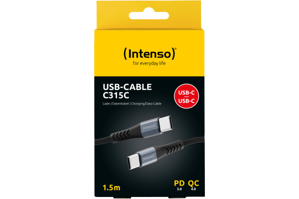 INTENSO Cable USB-C to USB C 7901000 1.5 m, Nylon black
