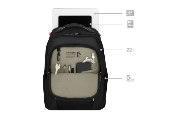 WENGER Laptop Backpack Altair Black 653186 15.6 inch with Tablet Pocket