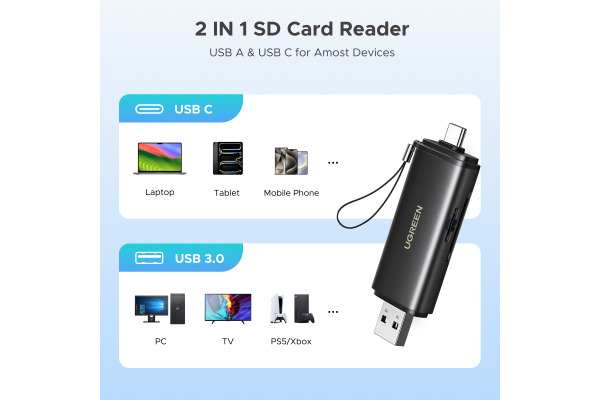 UGREEN Card Reader 2-in-1 65024 USB-C,USB-A,SD,TF (BB)