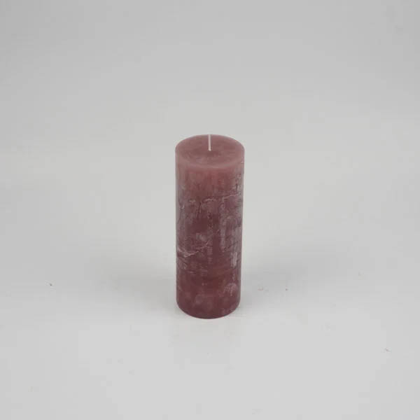 Zylinderkerze 6.8x18cm Raureif Altrosa - Unifarben Durchgefärbte Kerzen aus 100% Paraffin