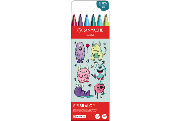 CARAN D'A Fasermaler Fibralo Kawaii 185.801 Funny Monsters 6 Stück