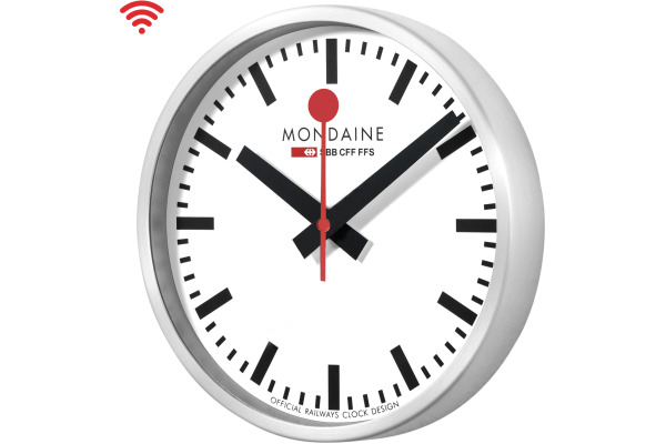 MONDAINE Wanduhr stop2go 250mm MSM.25S11 weiss, WiFi