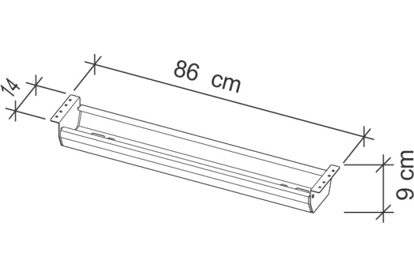 APOLLO Kabelwanne 86cm VKC12/G graphit, für 120cm Tische