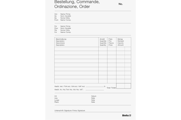 BIELLA Bestellschein COPY-BLOC D/F A5 51052500U selbstdurchschreib. 50x2 Blatt