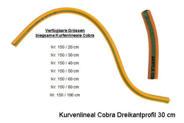 AKRYLA Kurvenlineal 30cm 150/30 orange/grün