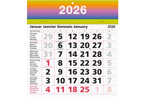 BIELLA Abreissblock Nr.15 2026 889015000 1M/1S farbig ML 19.8x20.5cm