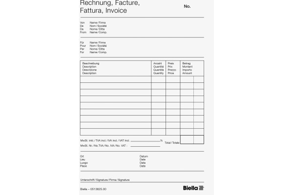 BIELLA Rechnung COPY-BLOC D/F A6 51362500U selbstdurchschreib. 50x2 Blatt