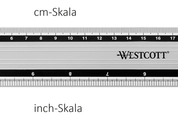 WESTCOTT Aluminium Lineal 30cm E-1019100 cm/inch Scala
