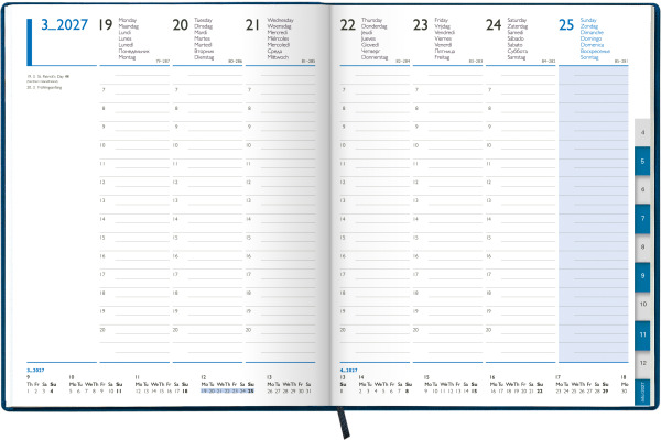 SIMPLEX Agenda Managertimer 2027 7008B5.27 1W/2S d.blau ML 20.8x25.8cm