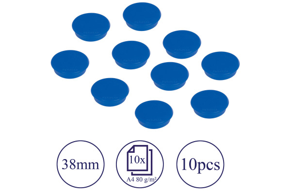 FRANKEN Magnete 38mm HM38 03 blau 10 Stück