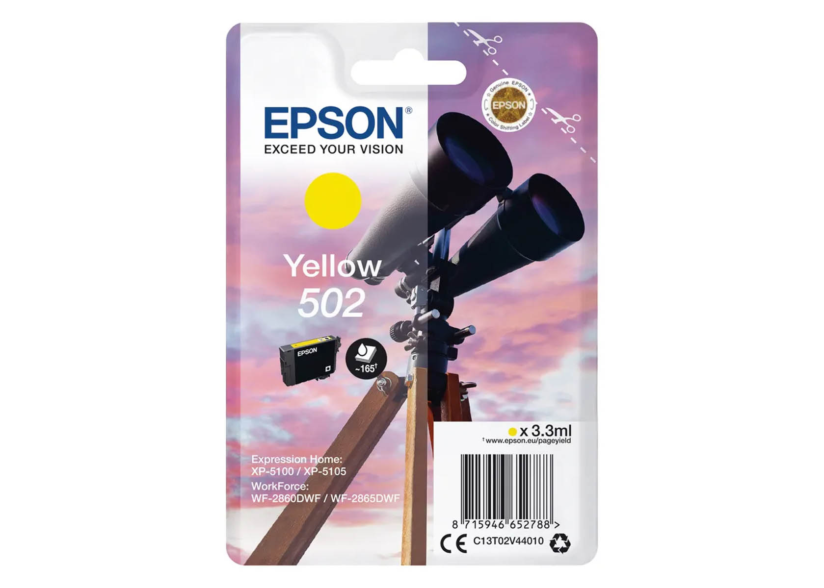 EPSON Tintenpatrone 502 yellow T02V440 WF-2860/XP-5100 160 Seiten