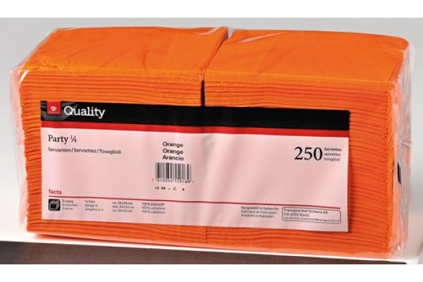 QUALITY Servietten Party 24x24cm 992152 orange 250 Stück