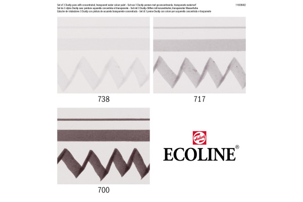 TALENS Ecoline Duotip Set 11609902 schwarz-grau 3 Stück