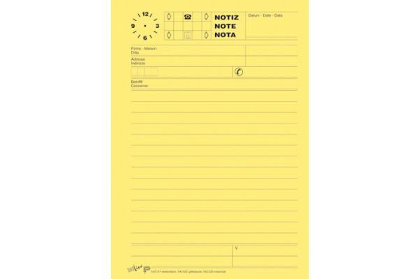BÜROLINE Telefonblock D/F/I A5 725265 65g, gelb 80 Blatt